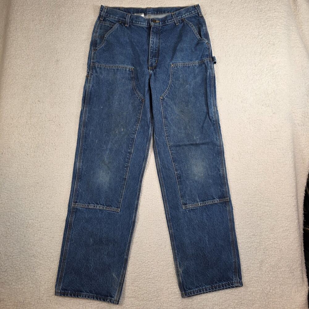 VTG Carhartt B73 DST Mens Loose Original Fit Double Front Logger Jeans USA 36x36